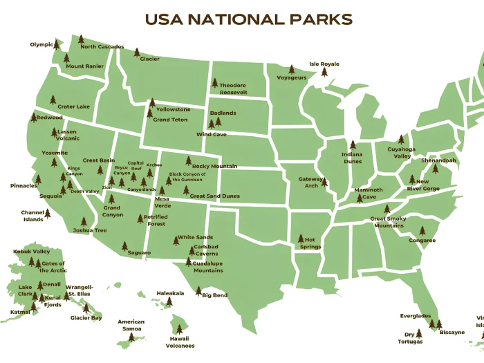 map of all national parks in USA